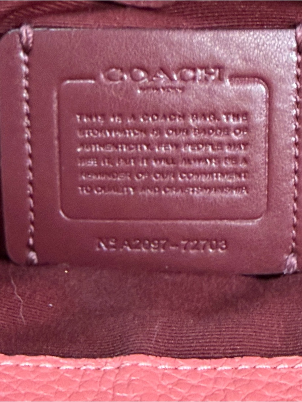 Coach Jess Messenger Pink Pebble Leather Crossbody 72703 - Picture 9 of 17